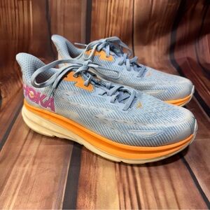 Hoka Gray and Orange Athletic Shoes